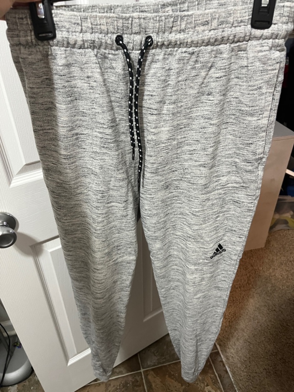 adidas Light Gray Marled Jogger Pants with Black Drawstring